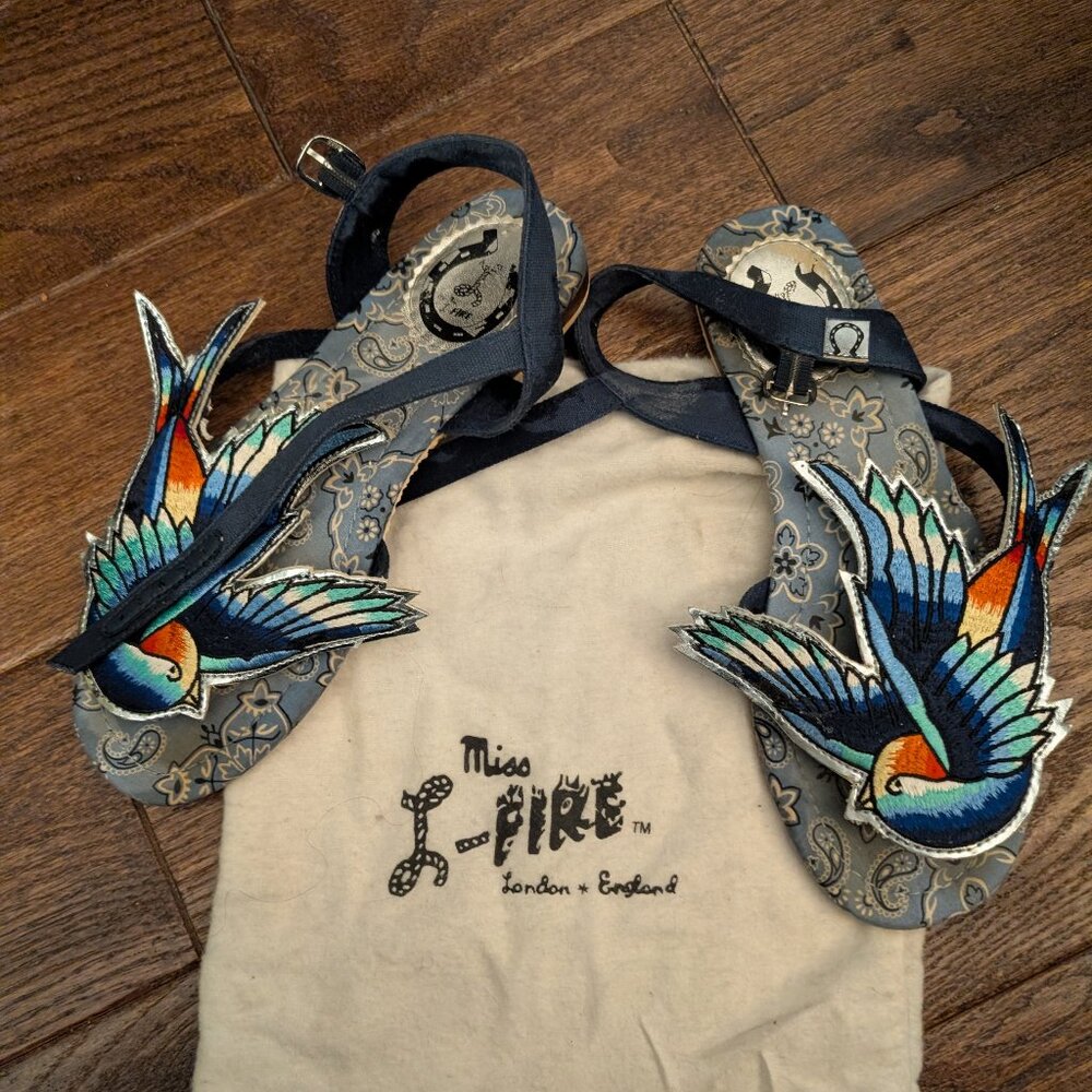 Miss L Fire "Bluebird" 1940s sandals shoes vintage style, US 8.5 / EU 39